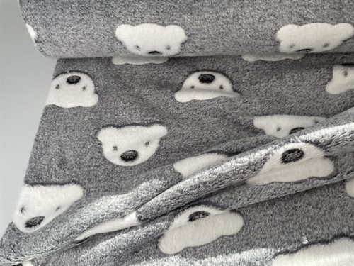 Koralfleece -  bamser i mellem grå, meget blød